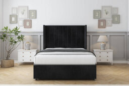 "Comfort Palermo Black Naples Divan Bed Set No Drawers - 54"" Wingback 3' Single" - thumbnail 1