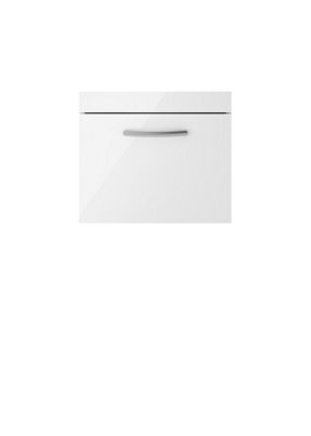 Hudson Reed Athena Wall Hung 1 Drawer Vanity Unit 500mm-Gloss White - image 1