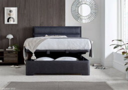Europa Kirkby Ottoman Storage Bed: Upholstered Slate Grey Fabric Bed With Ottoman Storage - thumbnail 2