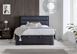 Europa Kirkby Ottoman Storage Bed: Upholstered Slate Grey Fabric Bed With Ottoman Storage - thumbnail 1