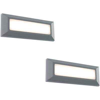 2 Pack Outdoor Ip65 Pathway Guide Light - Direct 3W Warm White Led - Gray Abs - image 1