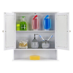 Taylor & Brown Wall-Mounted Double Door Mirrored Bathroom Cabinet With Adjustable Shelves, 56X13X58Cm (White) - thumbnail 5