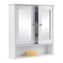 Taylor & Brown Wall-Mounted Double Door Mirrored Bathroom Cabinet With Adjustable Shelves, 56X13X58Cm (White)
