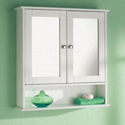 Taylor & Brown Wall-Mounted Double Door Mirrored Bathroom Cabinet With Adjustable Shelves, 56X13X58Cm (White) - thumbnail 3