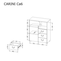 Arte Carini Stylish Sideboard Cabinet In White, Grey & Oak Nash - W800mm X H940mm X D380mm - thumbnail 4