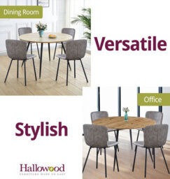 Hallowood Furniture Cullompton Large Round Dining Table With Light Oak Effect Top (120Cm) With 4 Taupe Leather Effect Chairs - thumbnail 7