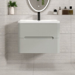 Royal Bathrooms Venice 700mm Dove Grey Wall Hung Bathroom Vanity Unit 2 Drawer With Ceramic Basin - 1 Tap Hole Basin - thumbnail 1