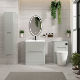 Royal Bathrooms Venice 700mm Dove Grey Wall Hung Bathroom Vanity Unit 2 Drawer With Ceramic Basin - 1 Tap Hole Basin - thumbnail 3