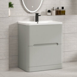 Royal Bathrooms Venice 700mm Dove Grey Wall Hung Bathroom Vanity Unit 2 Drawer With Ceramic Basin - 1 Tap Hole Basin - thumbnail 5