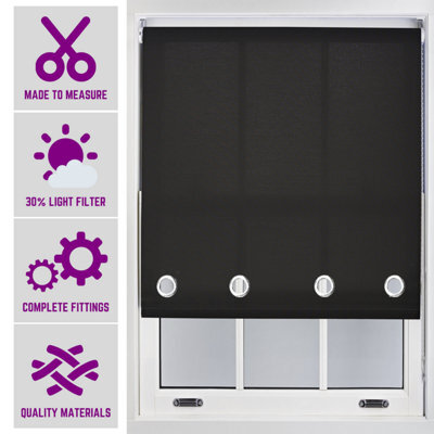 Made To Measure Daylight Roller Blind With Big Round Eyelets - (W)150Cm X (L)210Cm Black By Furnished - image 1