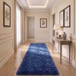 Oxford Homeware Shaggy Rug Anti-Slip Washable Soft Fluffy Living Room And Bedroom Rug (Navy, 80X150Cm) - thumbnail 6