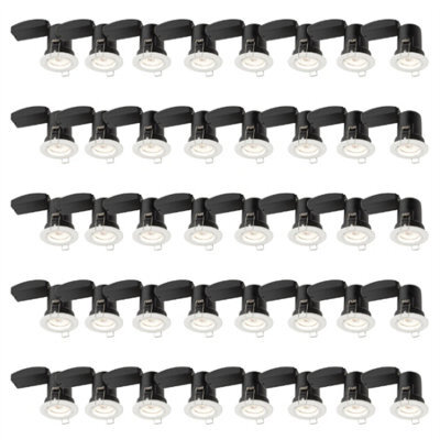 First Choice Lighting Set Of 40 Fire Rated Downlights - White Fixed Gu10 Recessed Downlights - image 1