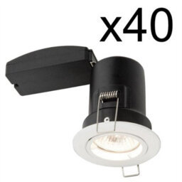 First Choice Lighting Set Of 40 Fire Rated Downlights - White Fixed Gu10 Recessed Downlights - thumbnail 2