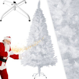 Tectake Christmas Tree - Artificial In White With Metal Stand - 180 Cm - White - thumbnail 1