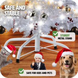 Tectake Christmas Tree - Artificial In White With Metal Stand - 180 Cm - White - thumbnail 3