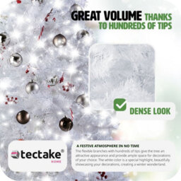 Tectake Christmas Tree - Artificial In White With Metal Stand - 180 Cm - White - thumbnail 5