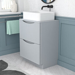 Nes Home 600mm Matte Grey Freestanding Vanity Unit With Square Bowl Basin - thumbnail 2