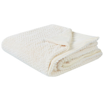 Beliani Bedspread Surmi Faux Fur 150 X 200 Cm Off-White - image 1