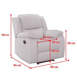 Recliner Manual Chair In Grey Faux Leather Suede - thumbnail 8