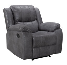 Recliner Manual Chair In Grey Faux Leather Suede - thumbnail 4