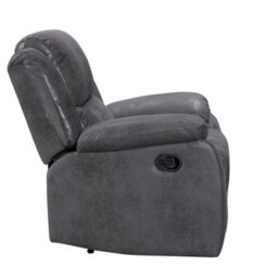 Recliner Manual Chair In Grey Faux Leather Suede - thumbnail 5