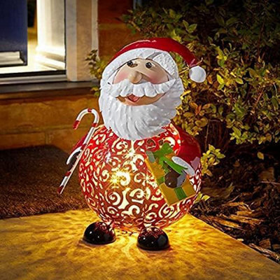 Christmas Garden Metal Ornament Silhouette Led Santa Light Xmas Decoration 30Cm - image 1