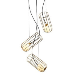 Luminosa Lighting Luminosa Modern Hanging Pendant Golden 3 Light With Gold, White Shade, G9