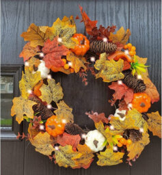 Best Artificial Pre-Lit 50Cm / 20 Inch Decorated Wicker Autumn Halloween Fall Harvest Winter Wreath With 30 Leds - thumbnail 2
