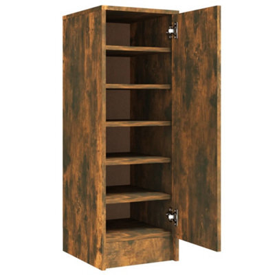 Vidaxl Shoe Cabinet Smoked Oak 32X35X92 Cm Engineered Wood - image 1