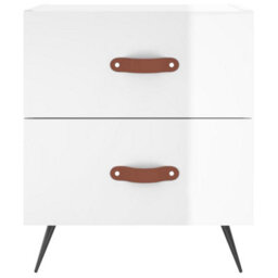Berkfield Bedside Cabinet High Gloss White 40X35X47.5 Cm Engineered Wood - thumbnail 4