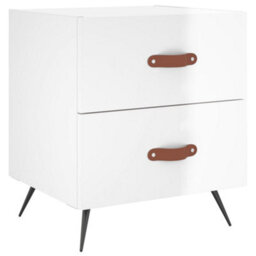 Berkfield Bedside Cabinet High Gloss White 40X35X47.5 Cm Engineered Wood - thumbnail 2