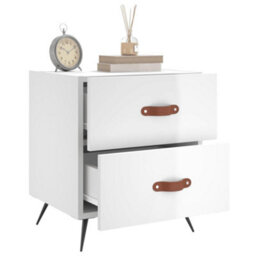 Berkfield Bedside Cabinet High Gloss White 40X35X47.5 Cm Engineered Wood - thumbnail 7
