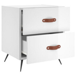 Berkfield Bedside Cabinet High Gloss White 40X35X47.5 Cm Engineered Wood - thumbnail 3