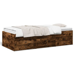 Berkfield Daybed With Drawers Without Mattress Smoked Oak 90X190 Cm Single - thumbnail 2