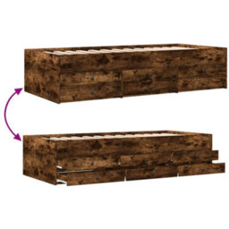 Berkfield Daybed With Drawers Without Mattress Smoked Oak 90X190 Cm Single - thumbnail 7