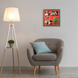 AK Frames 12X12 Dark Grey Sleek Multi Photo Frame With Poppy Red Mount - Holds 4 Apertures (4X) 6X4 Photos - thumbnail 3