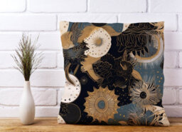 Warren Reed Designer Abstract Blue Gold Moon Sun Cushions 45Cm X 45Cm - thumbnail 2