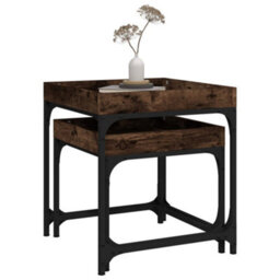 Berkfield Industrial Side Tables 2 Pcs Smoked Oak Engineered Wood - thumbnail 5