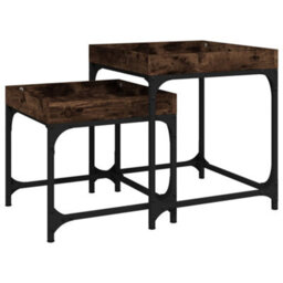 Berkfield Industrial Side Tables 2 Pcs Smoked Oak Engineered Wood - thumbnail 1