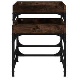 Berkfield Industrial Side Tables 2 Pcs Smoked Oak Engineered Wood - thumbnail 8