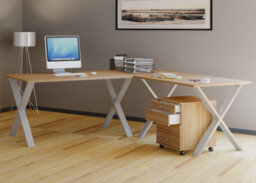 Vcm Desk Lona Silver / Honey Oak H. 76 X W. 130 X D. 130 Cm - thumbnail 2