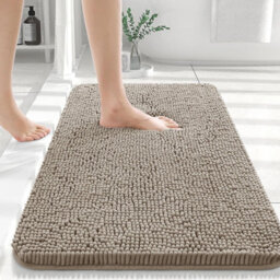 Ameha Silver Chenille Mat 40X60Cm, Extra Soft, Non-Slip, Absorbent Bath Rug & Doormat