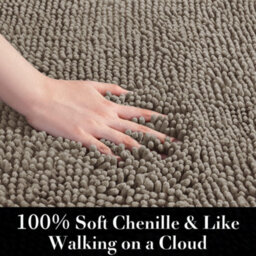 Ameha Silver Chenille Mat 40X60Cm, Extra Soft, Non-Slip, Absorbent Bath Rug & Doormat - thumbnail 3