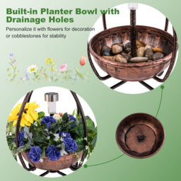 Costway 79Cm Solar Outdoor Bird Bath Vintage Pedestal Bird Feeder-Antique Bronze - thumbnail 5