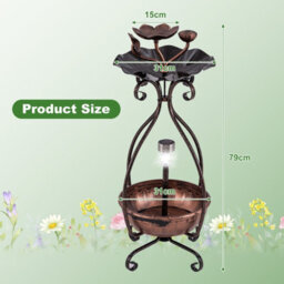 Costway 79Cm Solar Outdoor Bird Bath Vintage Pedestal Bird Feeder-Antique Bronze - thumbnail 2