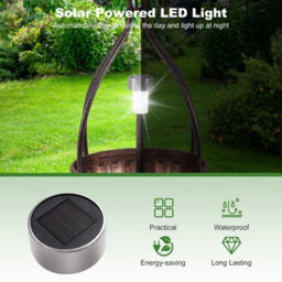 Costway 79Cm Solar Outdoor Bird Bath Vintage Pedestal Bird Feeder-Antique Bronze - thumbnail 8