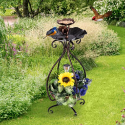 Costway 79Cm Solar Outdoor Bird Bath Vintage Pedestal Bird Feeder-Antique Bronze - thumbnail 9