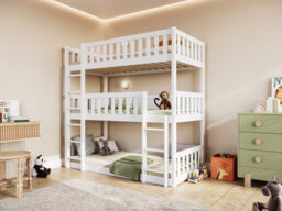 Flair Bea Triple High Wooden Bunk Bed - White - thumbnail 2