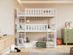 Flair Bea Triple High Wooden Bunk Bed - White - thumbnail 3