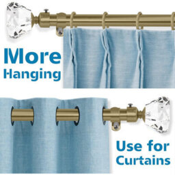 Bedlooms Metal Curtain Pole 28mm- Sapphire Crystal Finials Strong Extendable Durable Rod Antique Brass (70-120 Cm, 28''- 48'') - thumbnail 2